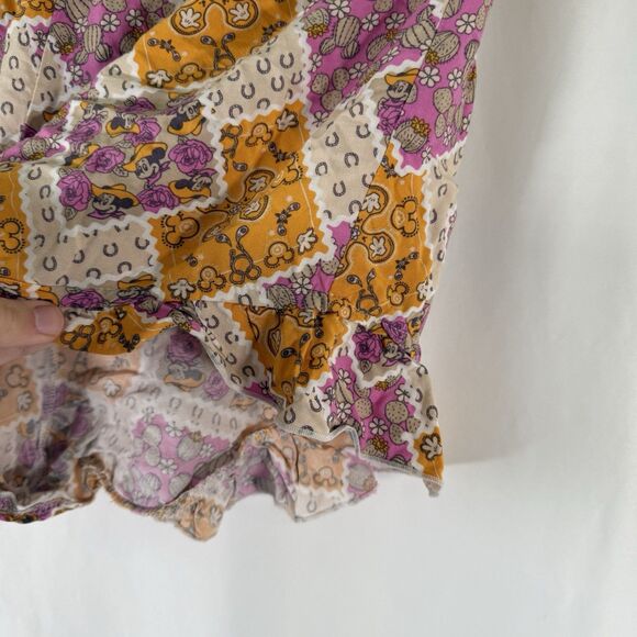 Disney Minnie Mouse Pajama Shorts Women's Medium Yellow Purple Western Rayon - Picture 2 of 9